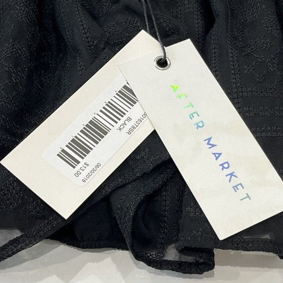 New After Market Black Short Crop Top Embroidered Peasant Women Petite Small/Med - Picture 7 of 15